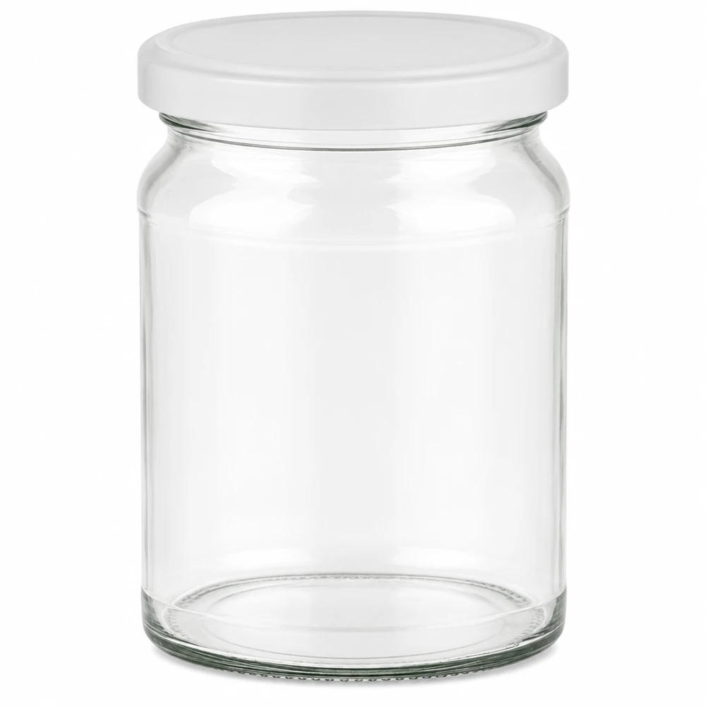 Barattolo rotondo da 205 ml con coperchio BasicSeal bianco UNiTWIST Vaso rotondo da 205 ml con coperchio BasicSeal bianco UNiTWIST - vaso da conserva trasparente vuoto per la conservazione