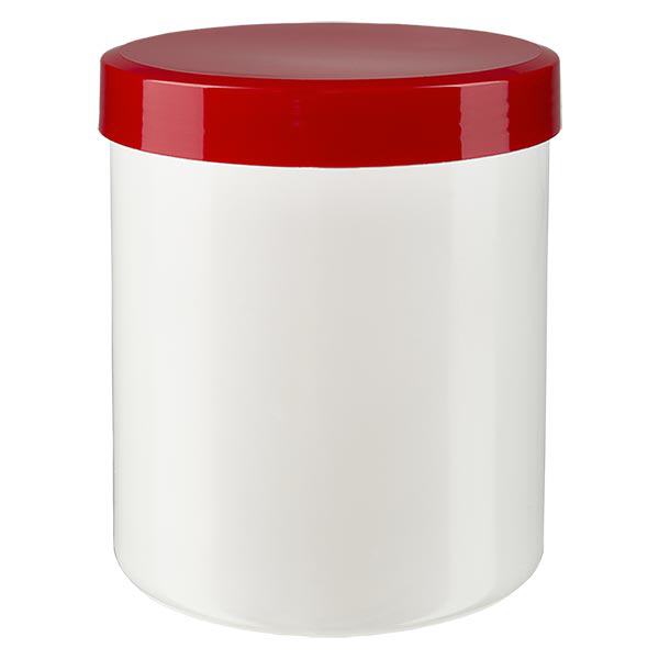 Unguentario 200g bianco con coperchio a vite rosso (PP) Unguentario 200g bianco con coperchio a vite rosso (PP)