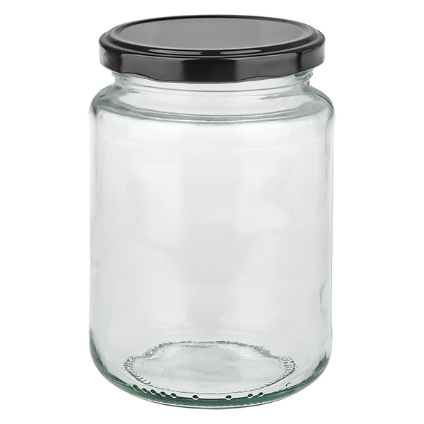 Barattolo rotondo da 382 ml con coperchio BasicSeal nero UNiTWIST.