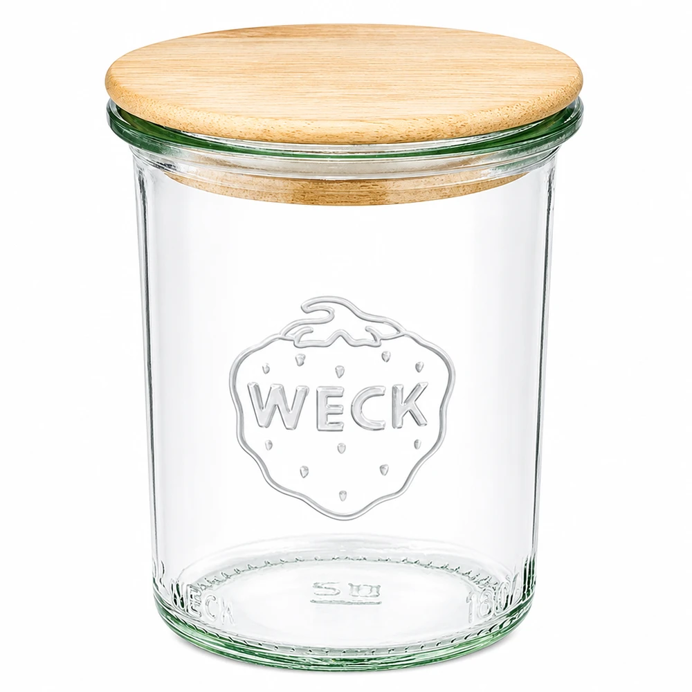 WECK 160ml RR60 vaso da muratore con coperchio in bambù Vaso da muratore con coperchio in legno per cucina e conservazione