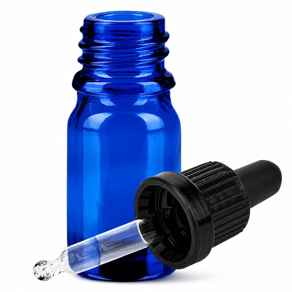 Flacone per pipette da 5 ml nero OV BlueLine UT18/5 Flacone da laboratorio da 5 ml con tappo nero per pipetta in vetro blu OV BlueLine UT18/5