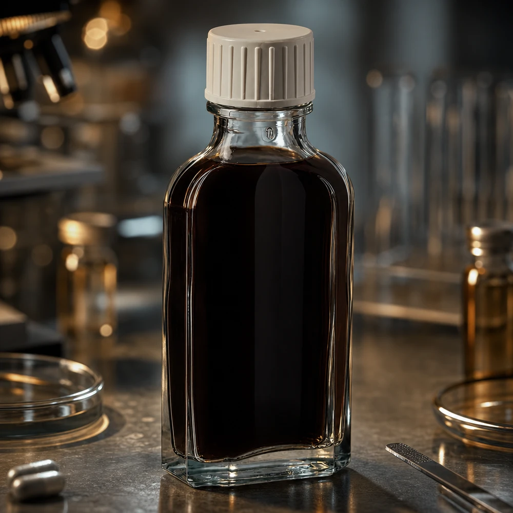 Flacone rettangolare in vetro trasparente da 50 ml con tappo a vite a prova di bambino e dosatore