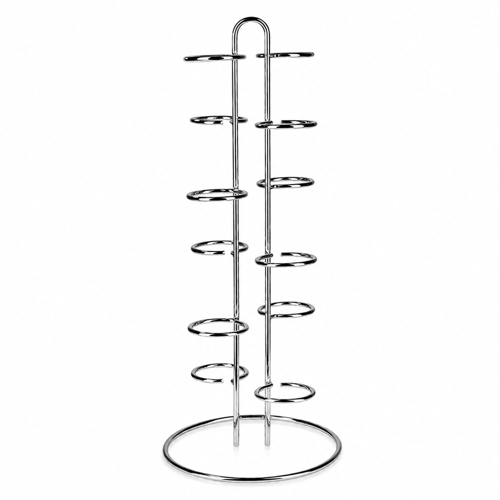 Portabottiglie Vertico12 per 12 tumbler WECK Portabottiglie Vertico12 in acciaio inox per 12 bicchieri WECK con supporti a spirale su base rotonda