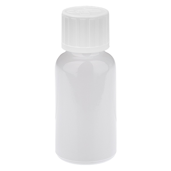 Flacone contagocce da 20 ml con tappo bianco standard da 1,2 mm con chiusura di sicurezza per bambini WhiteLine UT18/20 Flacone contagocce da 20 ml con tappo bianco standard da 1,2 mm con chiusura di sicurezza per bambini WhiteLine UT18/20