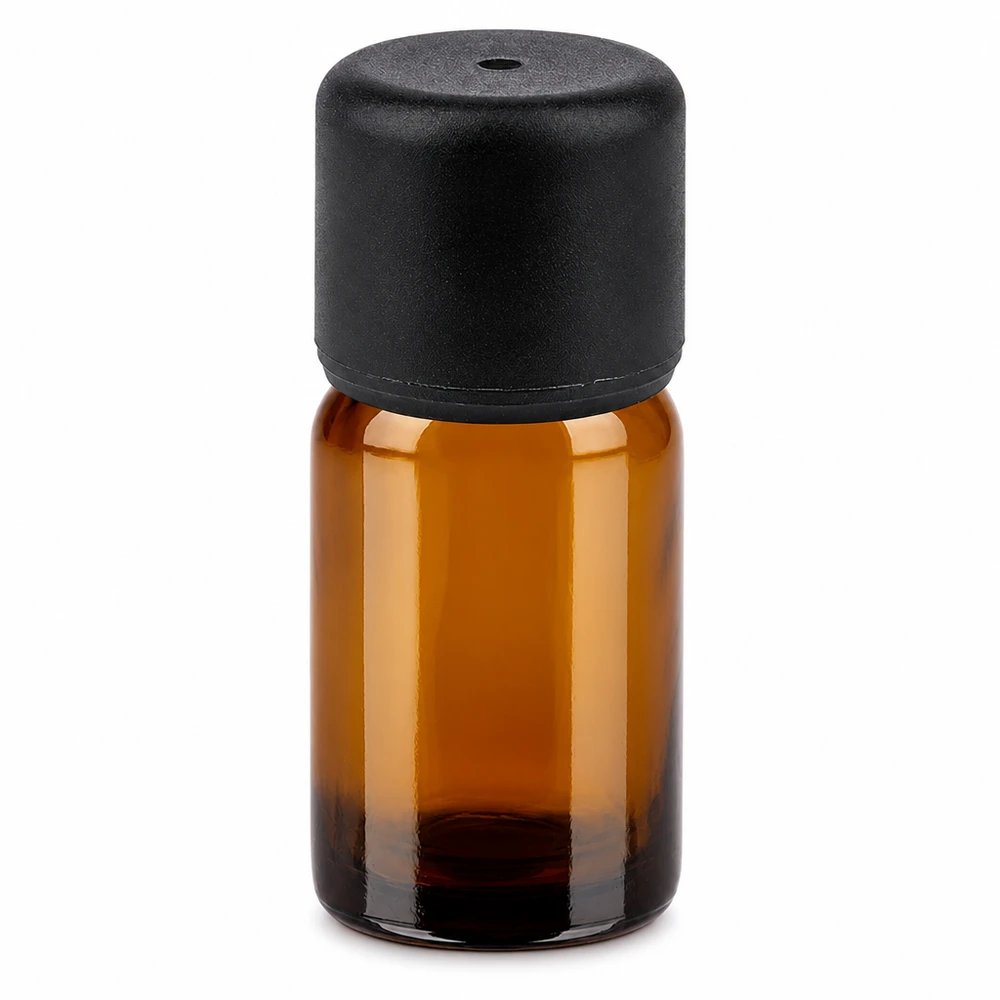 Bottiglia da 5ml 6mm SV nero STD BrownLine UT18/5 Flacone in vetro ambrato da 5 ml con tappo nero per oli essenziali e cosmetici