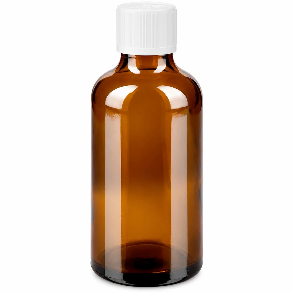 Contagocce marrone da 50ml. STD KiSi bianco/1,2 mm ApoGlas Flacone in vetro ambrato da 50 ml con tappo di sicurezza per bambini bianco e contagocce da 1,2 mm per farmacie