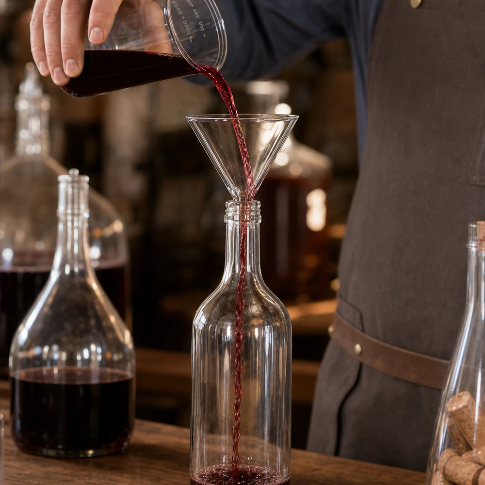 Imbuto Ø 75mm borosilicato angolo 60 stile corto Imbuto professionale in vetro da 75 mm per l'imbottigliamento e la decantazione del vino nel settore della ristorazione
