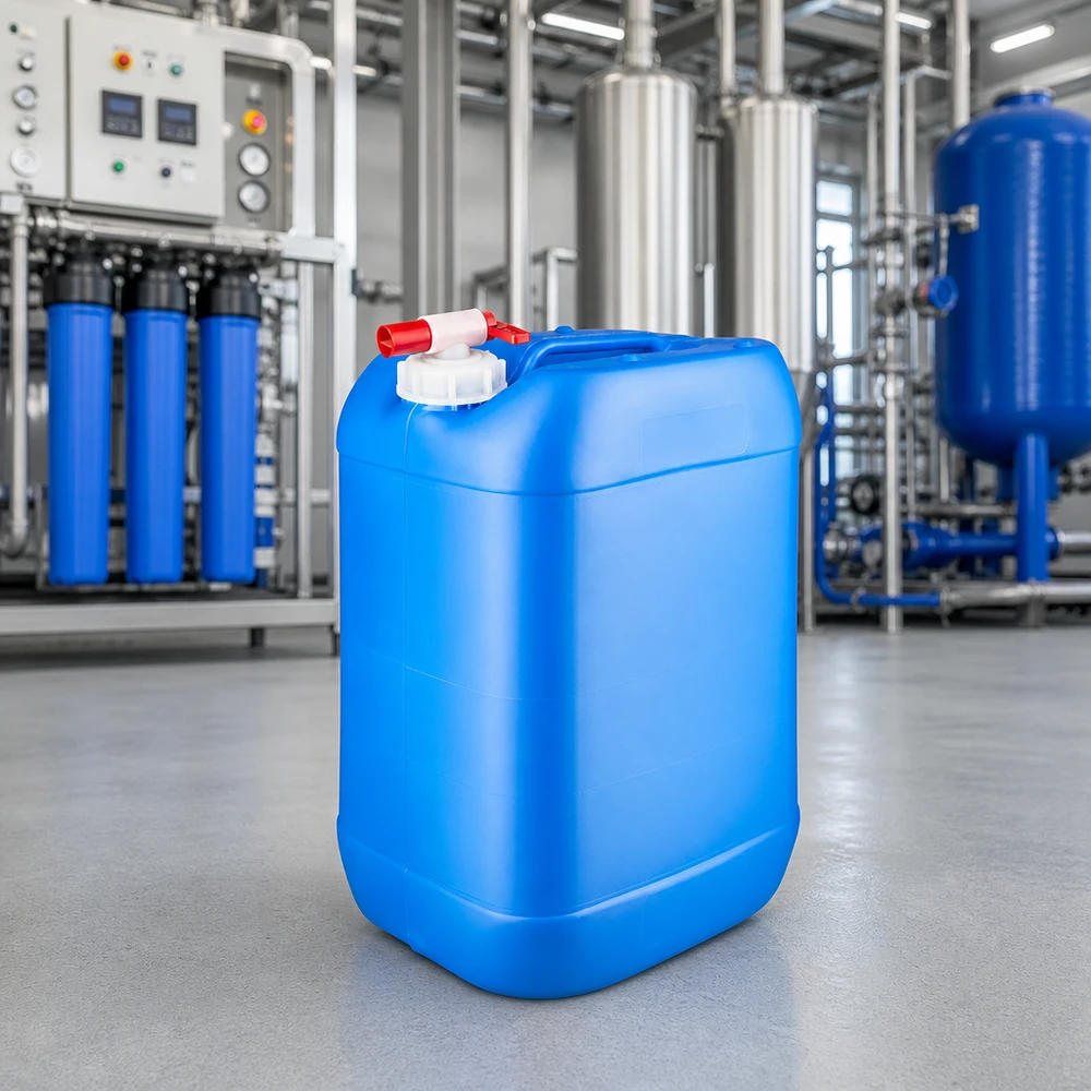 Serbatoio portatile per liquidi da 25 L, blu, con rubinetto di scarico, da installare a monte dell'impianto di trattamento dell'acqua