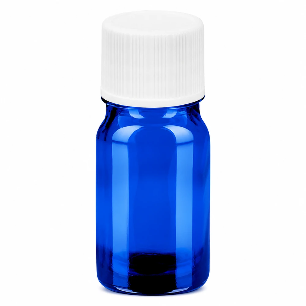 Bottiglia da 5ml 11mm SV bianco STD BlueLine UT18/5 Flacone in vetro blu da 5 ml ideale per cosmetici, profumi e oli essenziali con tappo sicuro