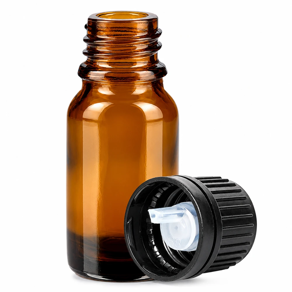 Flacone contagocce da 10 ml 1mm nero OV BrownLine UT18/10 Flacone contagocce professionale da 10 ml in vetro marrone fotoprotetto per aromaterapia