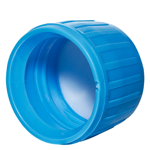 Tappo a vite blu con anello antimanomissione PP28 ApoGlas