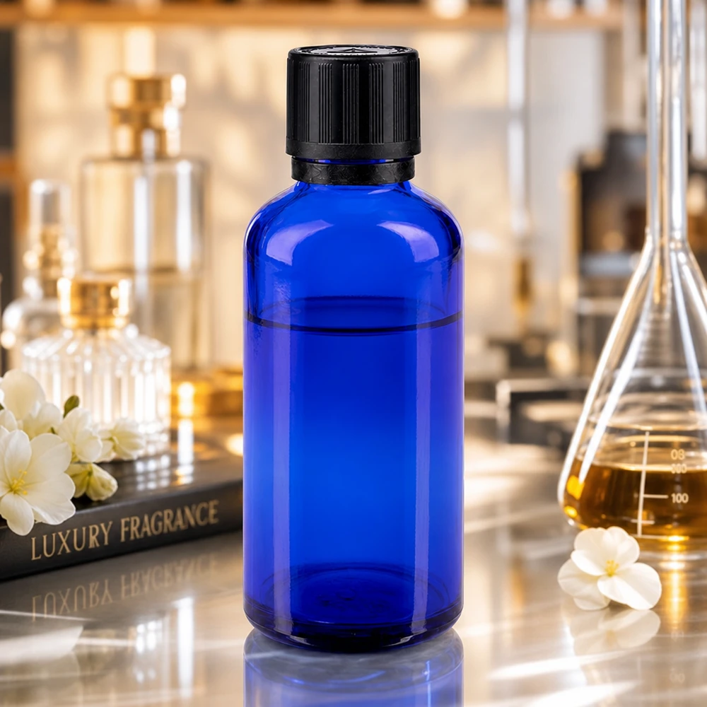 Contagocce blu da 50 ml. OV KiSi Bli nero/1mm ApoGlas Fialetta da laboratorio blu da 50 ml con tappo OV nero, per matracci di Erlenmeyer e flaconi di profumo