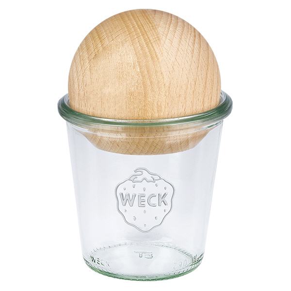 Bicchieri alti da 290 ml WECK RR80 con sfera in legno di faggio