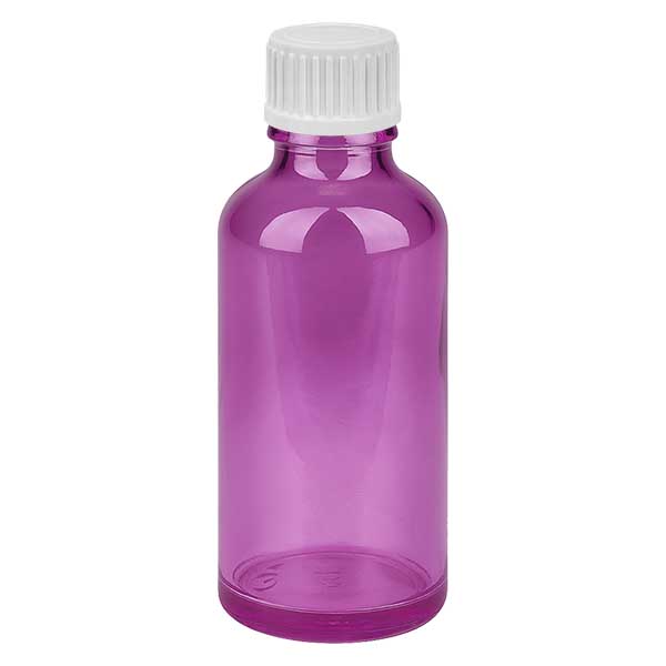 Flacone da 50 ml (globuli) con anello versatore da 3 mm bianco Standard PurpleLine. UT18/50