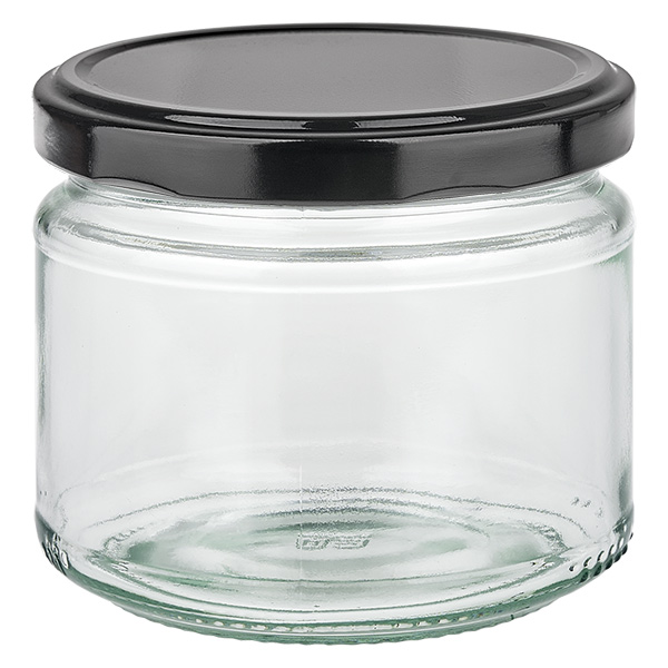 Barattolo rotondo da 330 ml con coperchio BasicSeal nero UNiTWIST.