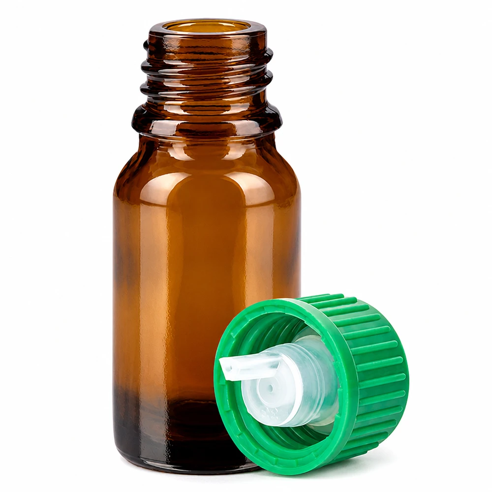 Flacone contagocce da 10 ml 0,8 mm verde STD BrownLine UT18/10 Flacone compatto in vetro da 10 ml con tappo contagocce, ideale per i viaggi e per gli spostamenti.