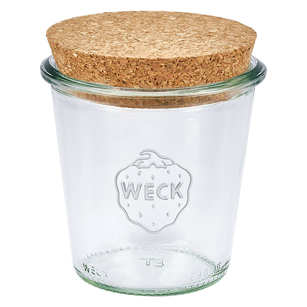 Bicchieri alti da 290 ml WECK RR80 con tappo in sughero naturale