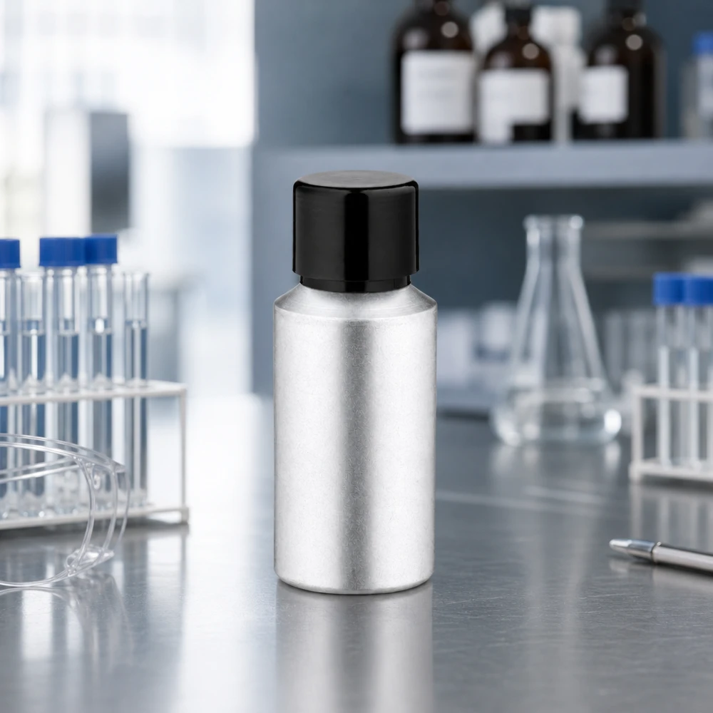 Flacone industriale in alluminio da 30 ml con finitura opaca, perfetto per reagenti e soluzioni