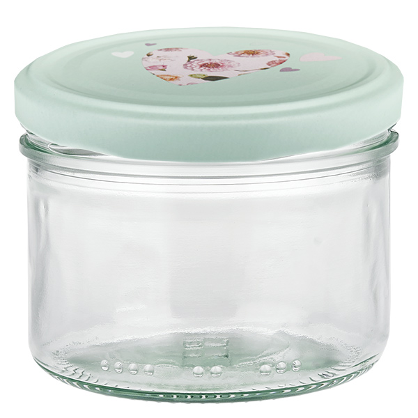 Barattolo cilindrico da 230 ml + coperchio BasicSeal cuore menta