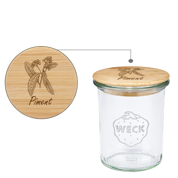 Colonna in legno "Piment" con verre WECK rinverdito 160ml