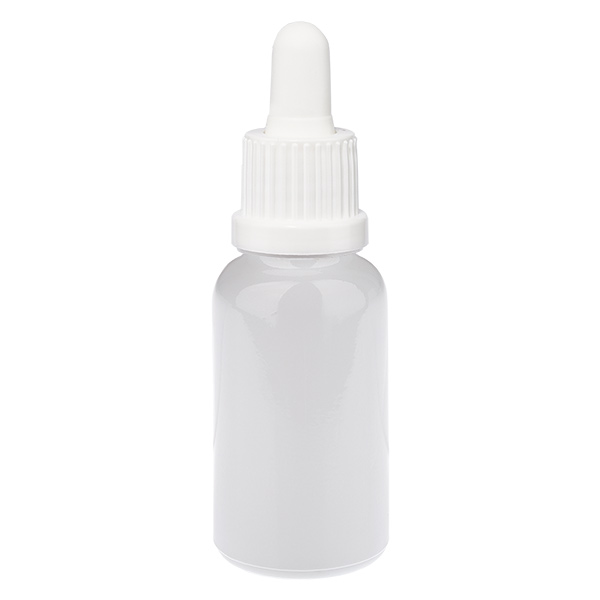 Flacone con pipetta da 20 ml bianco, tappo antimanomissione WhiteLine UT18/20 Flacone con pipetta da 20 ml bianco, tappo antimanomissione WhiteLine UT18/20