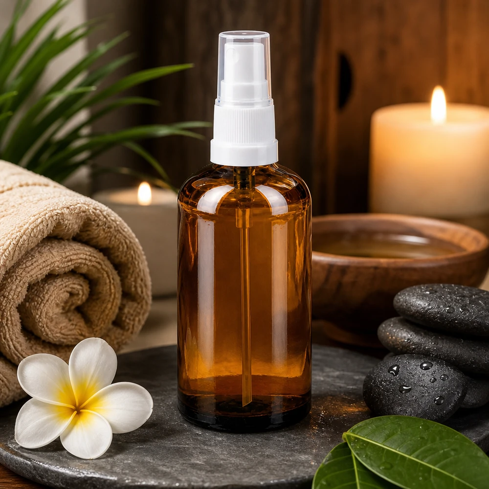 Flacone spray da 100 ml bianco/trasparente STD BrownLine UT18/100 Flacone spray ecologico da 100 ml in vetro ambrato riciclabile con tappo a prova di perdite