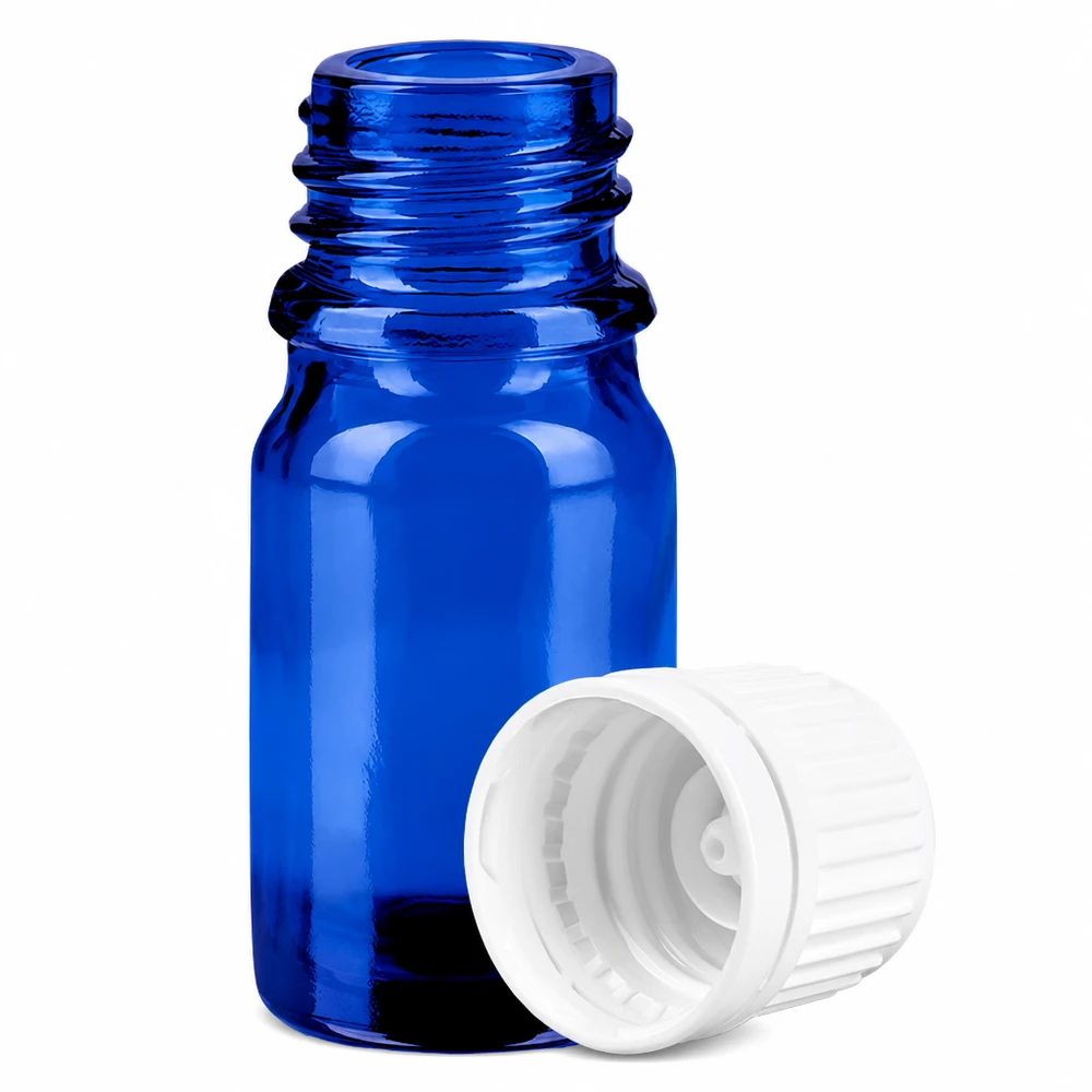 Bottiglia da 5ml 11mm SV bianco OV BlueLine UT18/5 Flacone in vetro a protezione della luce da 5 ml in elegante blu con pratico tappo a vite