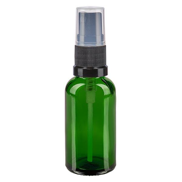 Bottiglia spray verde da 30 ml. STD nero/trasparente apoGlas