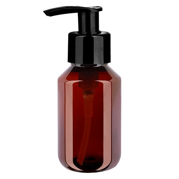 Bottiglia in PET da 100ml con pompa dosatrice nera Bottiglia in PET da 100ml con pompa dosatrice nera