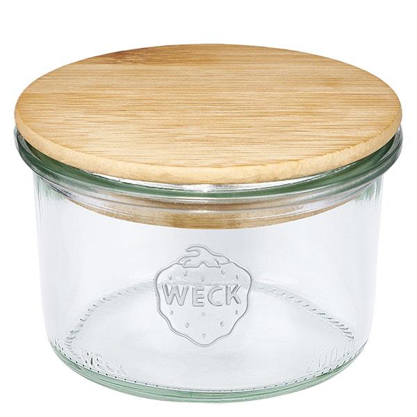 Bicchieri da 200 ml WECK RR80 con coperchio in legno