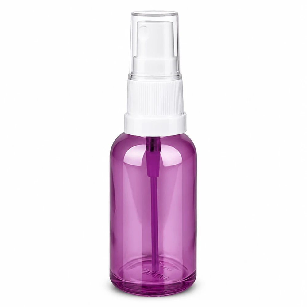 Flacone spray da 30 ml bianco/trasparente Standard PurpleLine UT18/30 Flacone spray viola da 30 ml con corpo trasparente e meccanismo di spruzzatura bianco