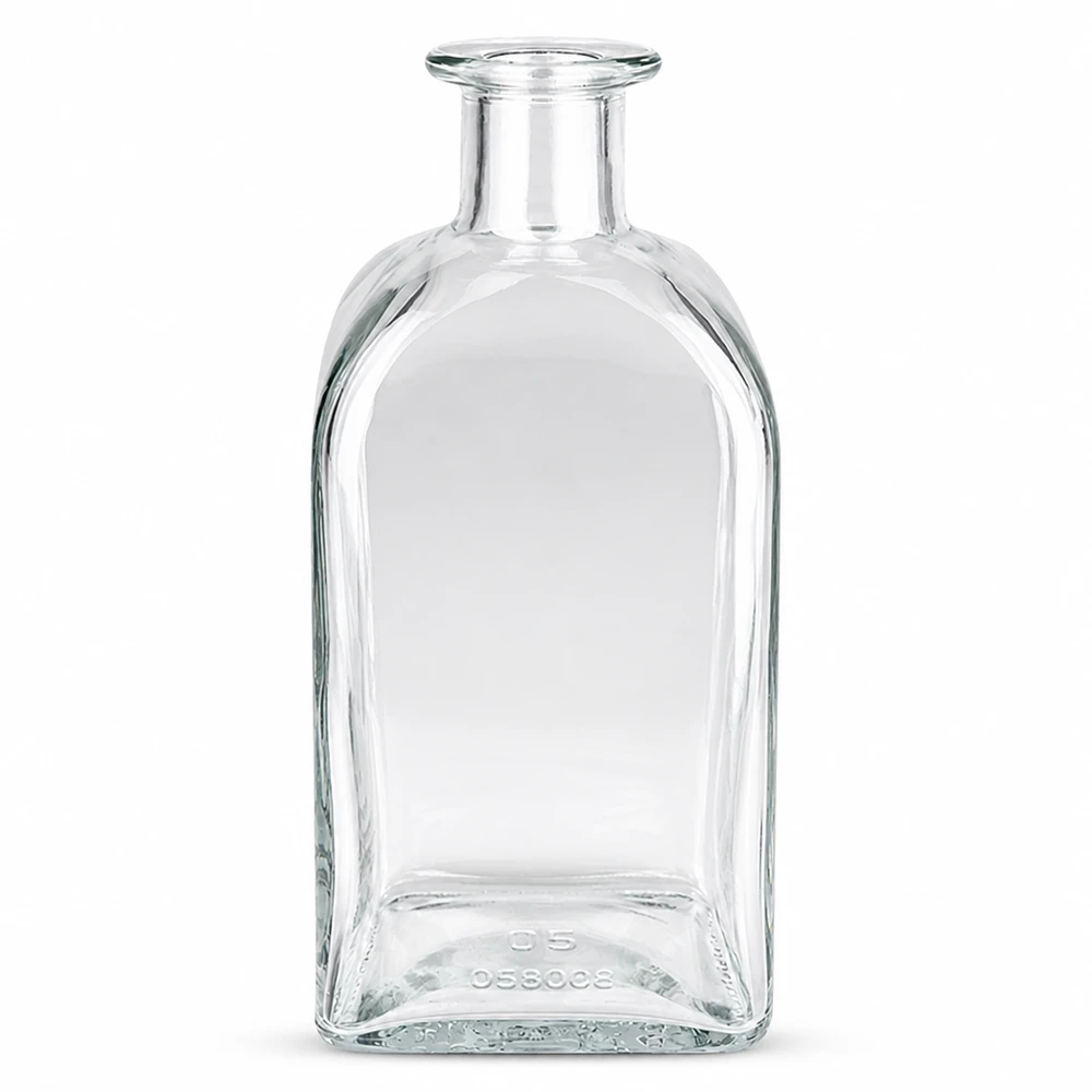 Bottiglia da 500 ml in vetro Julia senza tappo UNiTWIST trasparente rettangolare con collo corto per liquori e olii