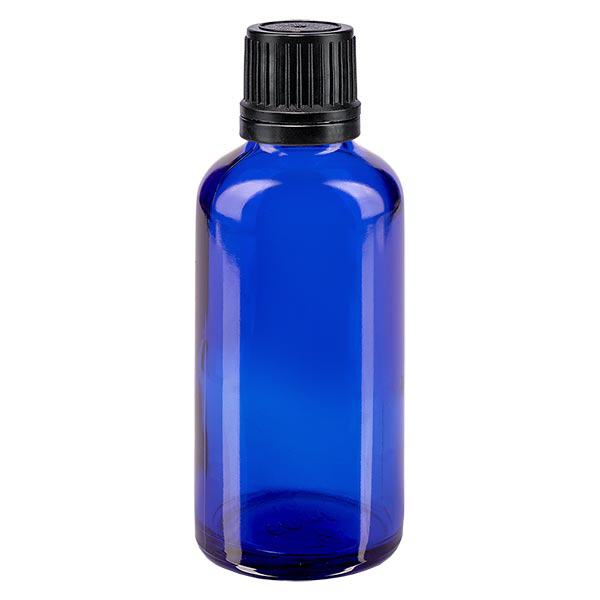 Flacone contagocce blu da 50ml OV nero/1mm ApoGlas
