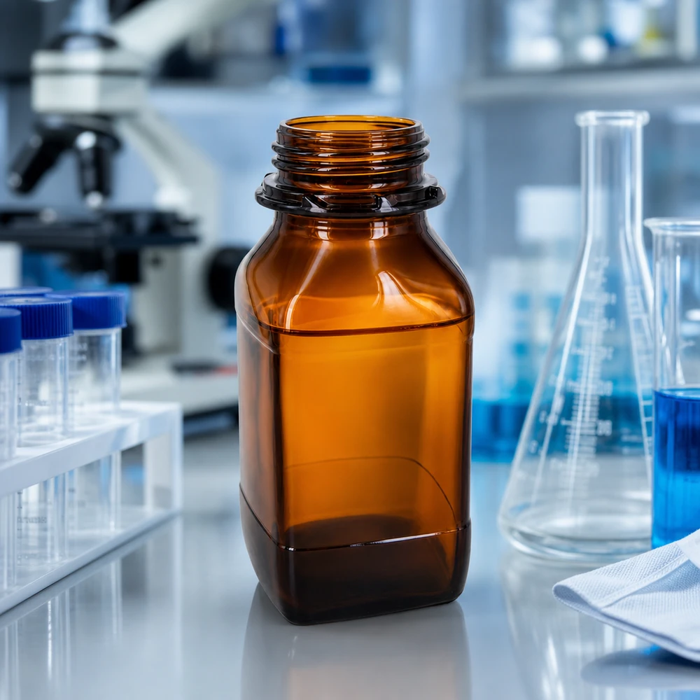 Bottiglia in vetro ambrato da 500 ml con collo largo - Perfetta per le vostre sostanze preziose Flacone professionale per sostanze chimiche da 500 ml per ambienti di laboratorio con dosaggio e stoccaggio precisi