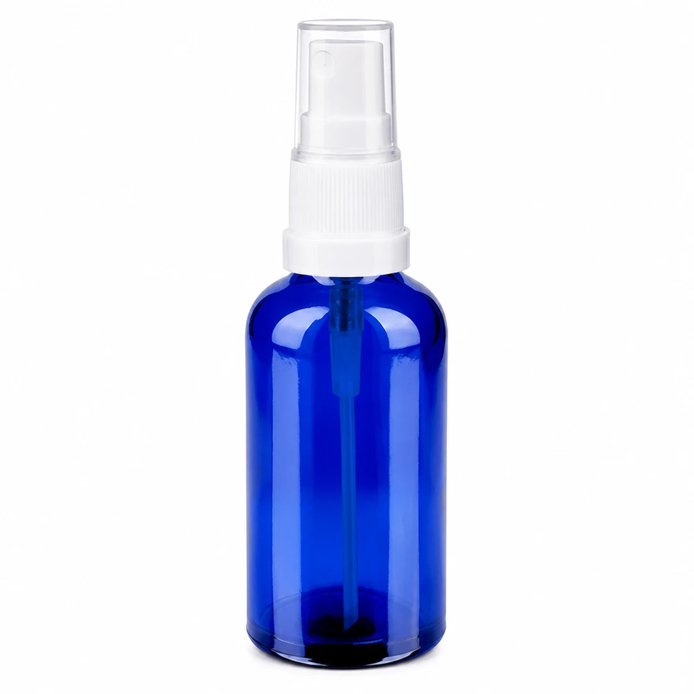 Flacone spray da 50 ml bianco/tr. STD BlueLine UT18/50 Piccolo flacone spray blu da 50 ml ideale per l'aromaterapia dei profumi e la cosmesi fai da te