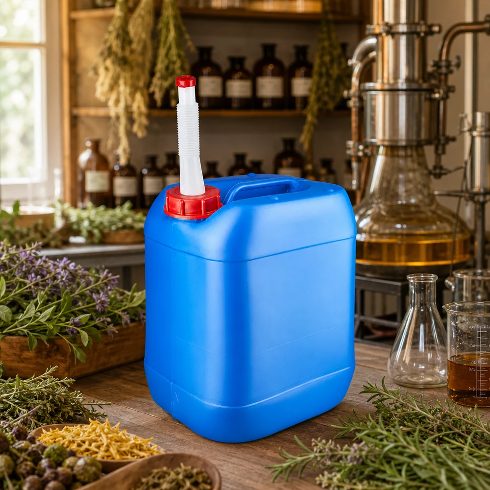 Tanica blu da 20 litri con beccuccio Flex Tanica portatile da 20 litri, blu, con beccuccio flessibile, per oli alle erbe ed estratti naturali