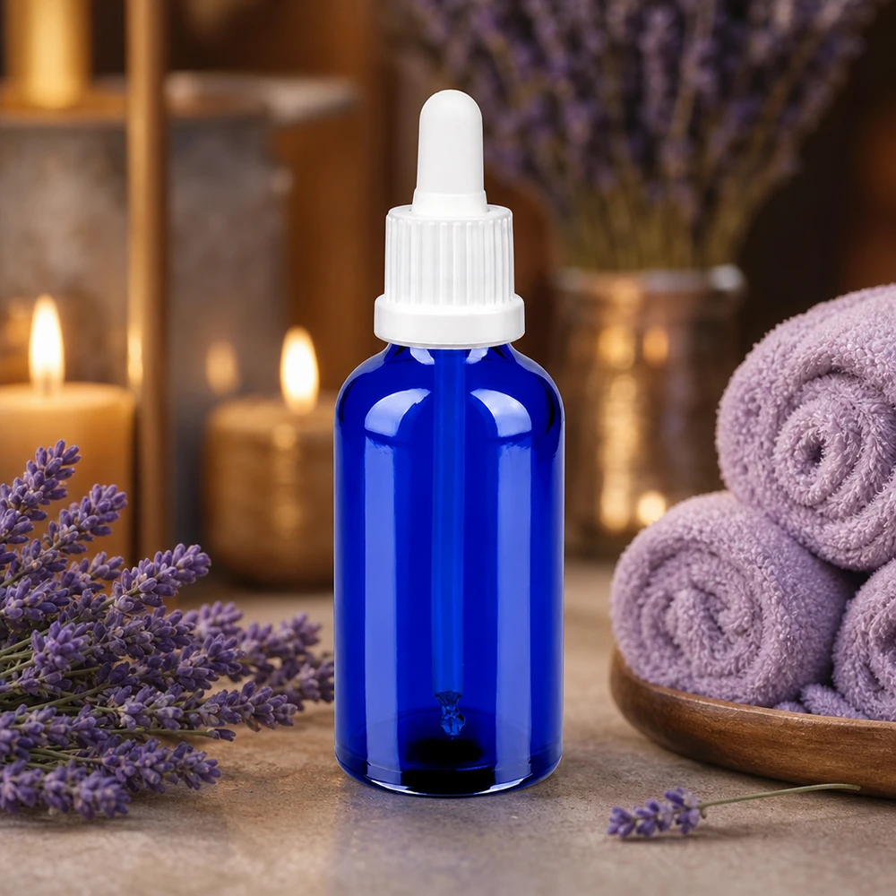 Bottiglia per pipette da 50ml bianca OV BlueLine UT18/50 Bottiglia per pipette blu da 50 ml OV BlueLine UT18/50 con tappo bianco a prova di bambino