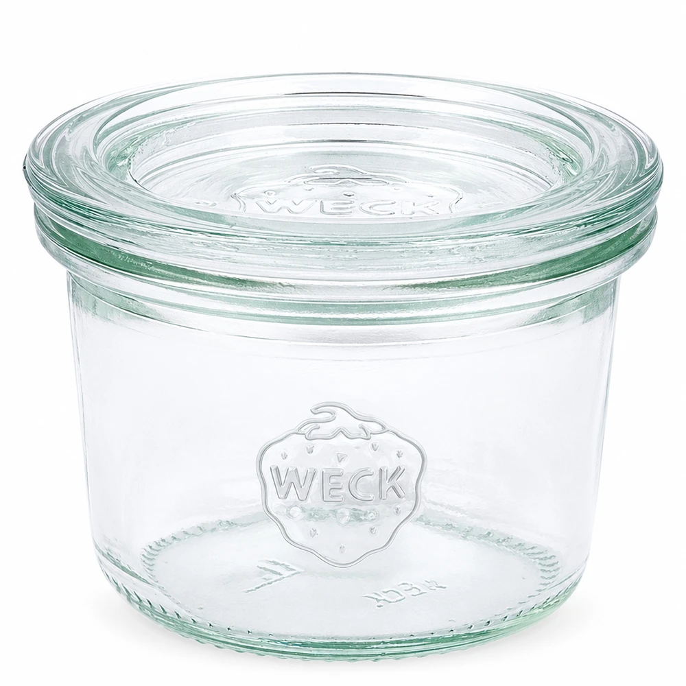 Bicchieri WECK RR60 da 80 ml con coperchio in vetro trasparente per la conservazione e lo stoccaggio degli alimenti