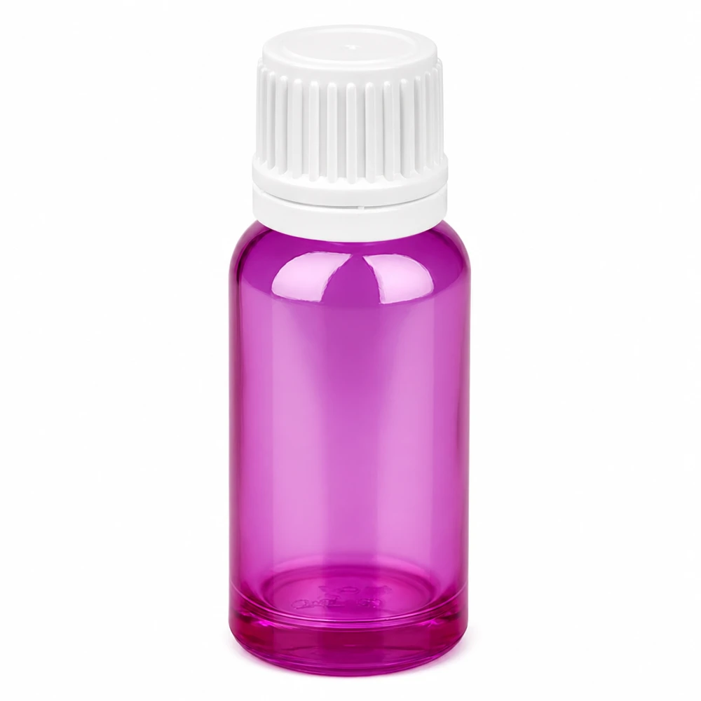 Bottiglia da 20ml tappo a vite 11mm bianco Originality tappo a vite PurpleLine UT18/20 Flacone contagocce viola da 20 ml con tappo bianco ideale per oli essenziali e tinture