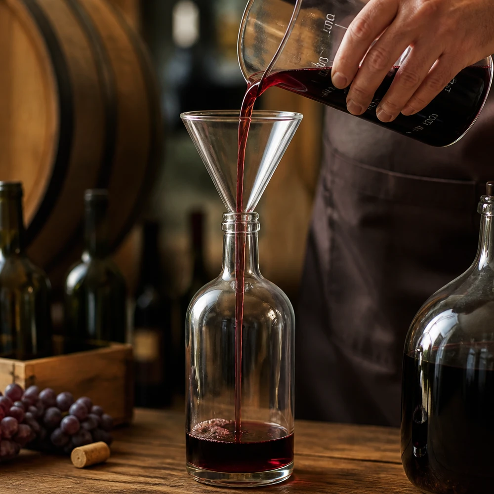 Imbuto Ø 70 mm per calce sodata, angolo 60°, stile corto Imbuto in vetro soda-lime con apertura di 70 mm e forma ottimale per il riempimento pulito dei liquidi.