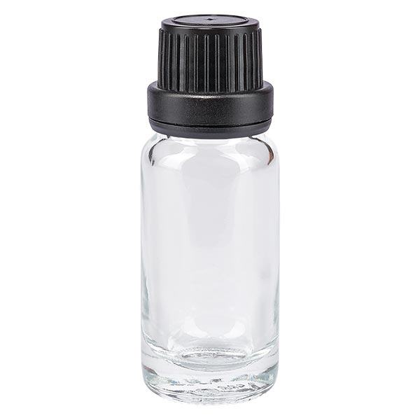 Flacone da farmacia trasparente da 10 ml. SV OV nero/11mm ApoGlas Flacone da farmacia trasparente da 10 ml. SV OV nero/11mm ApoGlas