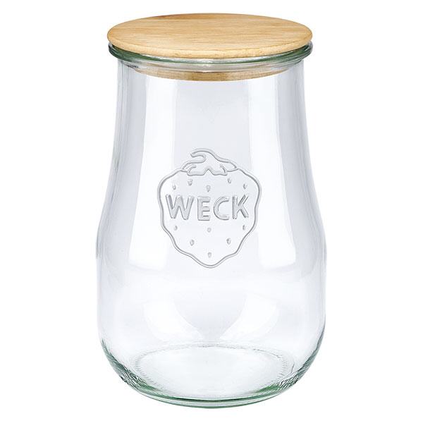 1750ml WECK RR100 barattolo a tulipano con coperchio in legno