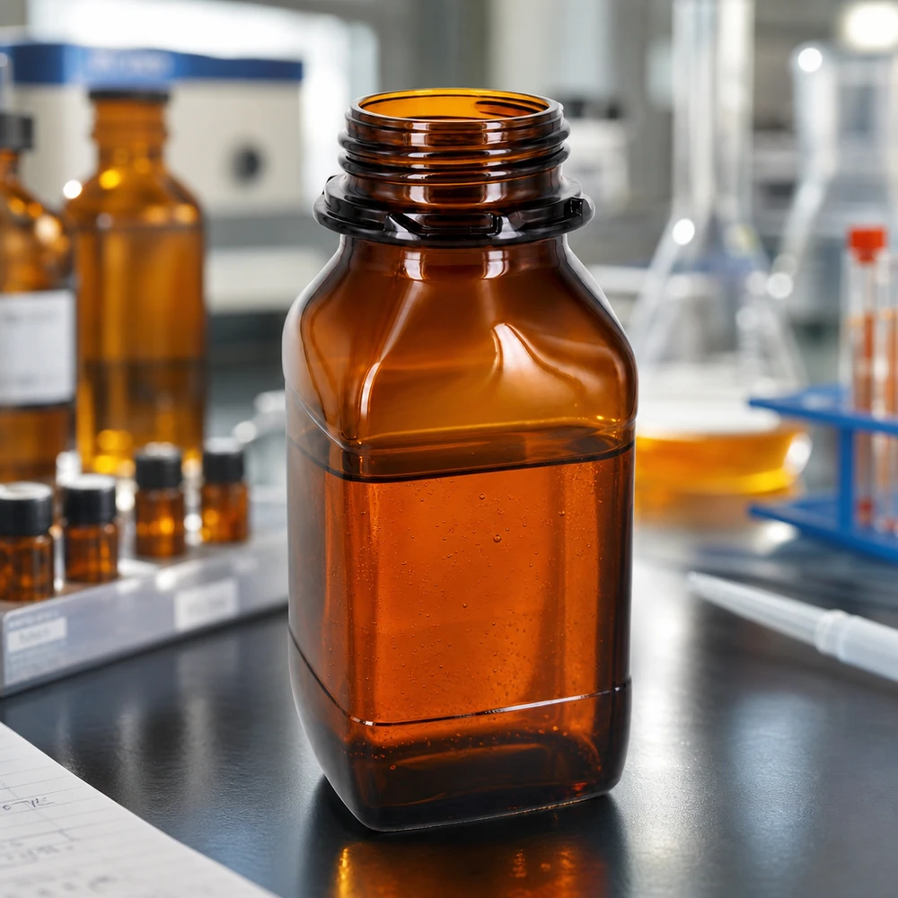 Bottiglia in vetro ambrato da 500 ml con collo largo - Perfetta per le vostre sostanze preziose Flacone chimico graduato da 500 ml con scala in vetro ambrato resistente alla luce per un dosaggio preciso