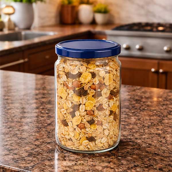 Barattolo rotondo da 795 ml + coperchio BasicSeal blu UNiTWIST