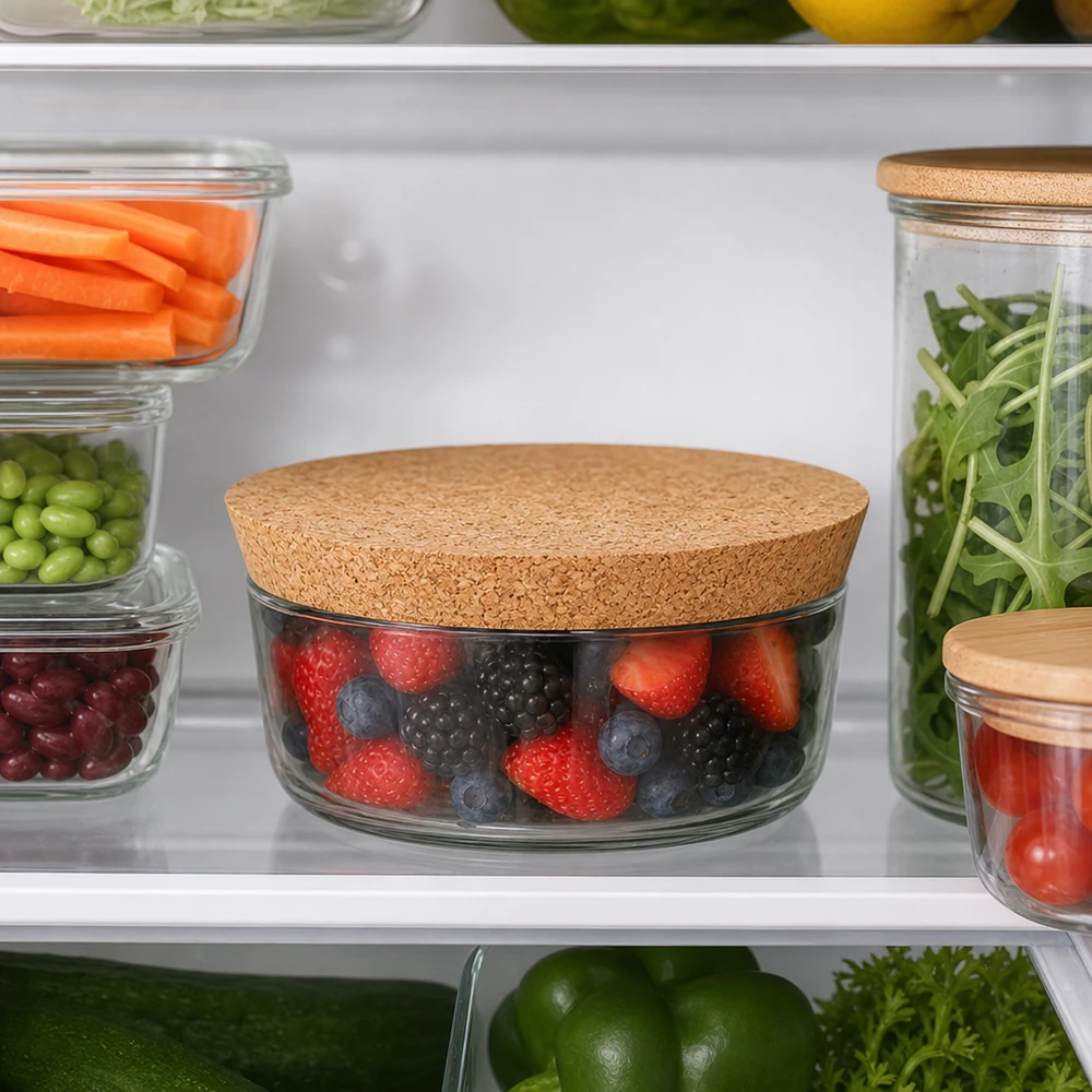 Sughero per apertura 94 mm WECK RR100 (ø90/104, H=20 mm) WECK RR100 Korken im Kühlschrank Frischhaltung Beeren Gemüse Salat luftdichte Aufbewahrung Naturkork 94mm Öffnung