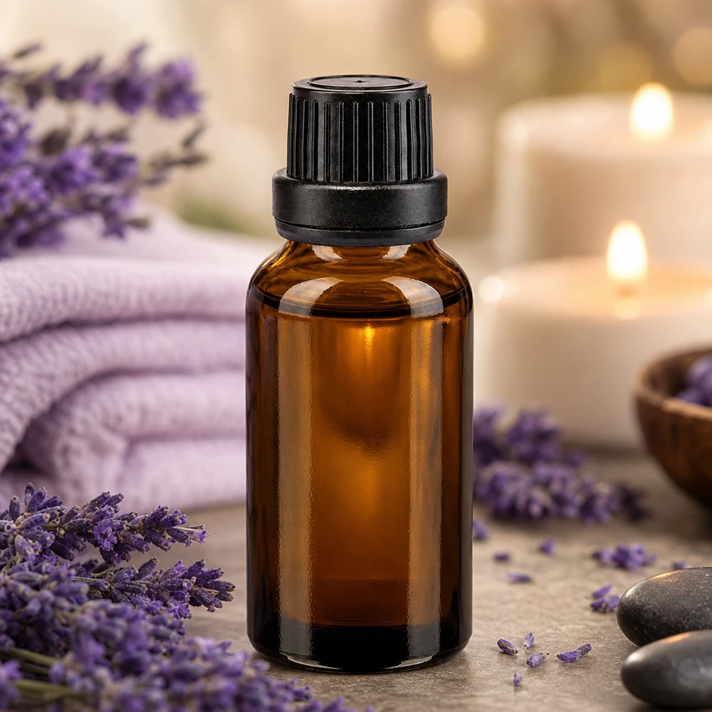 Bottiglia da farmacia marrone da 20ml. SV OV nero/11mm ApoGlas Flacone in vetro marrone da 20 ml con tappo di sicurezza per bambini nero, per aromaterapia e benessere