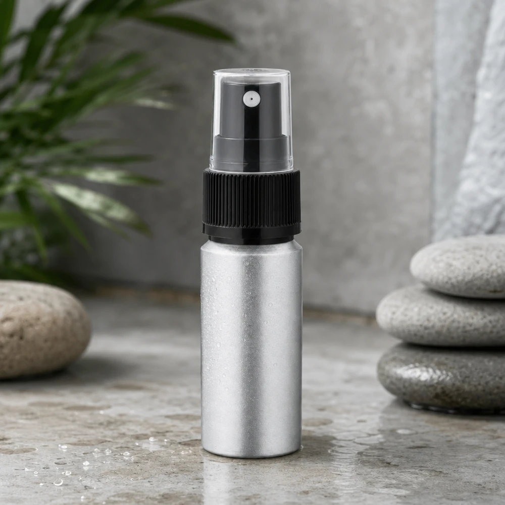 Flacone in alluminio decapato da 20 ml con nebulizzatore Leggero flacone in alluminio da 20 ml con nebulizzazione fine per una distribuzione omogenea
