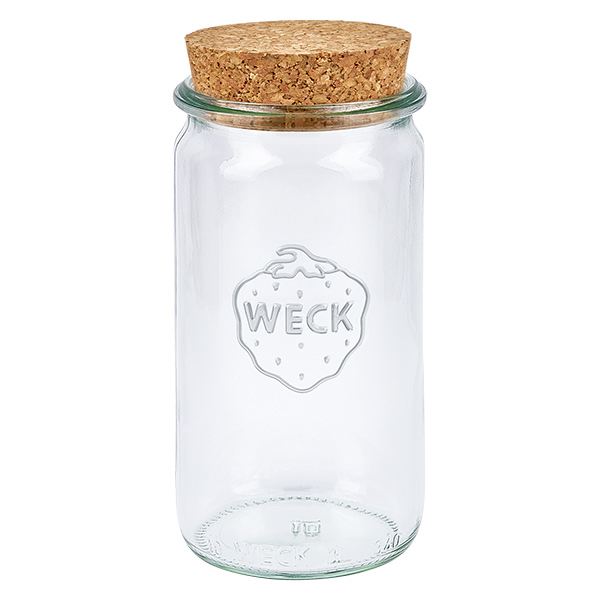 Vaso cilindrico da 340 ml WECK RR60 con tappo in sughero naturale