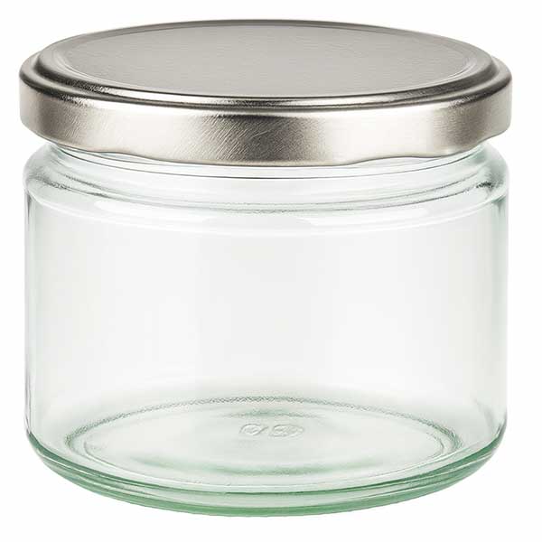 Barattolo rotondo da 330 ml con coperchio BasicSeal argento UN..