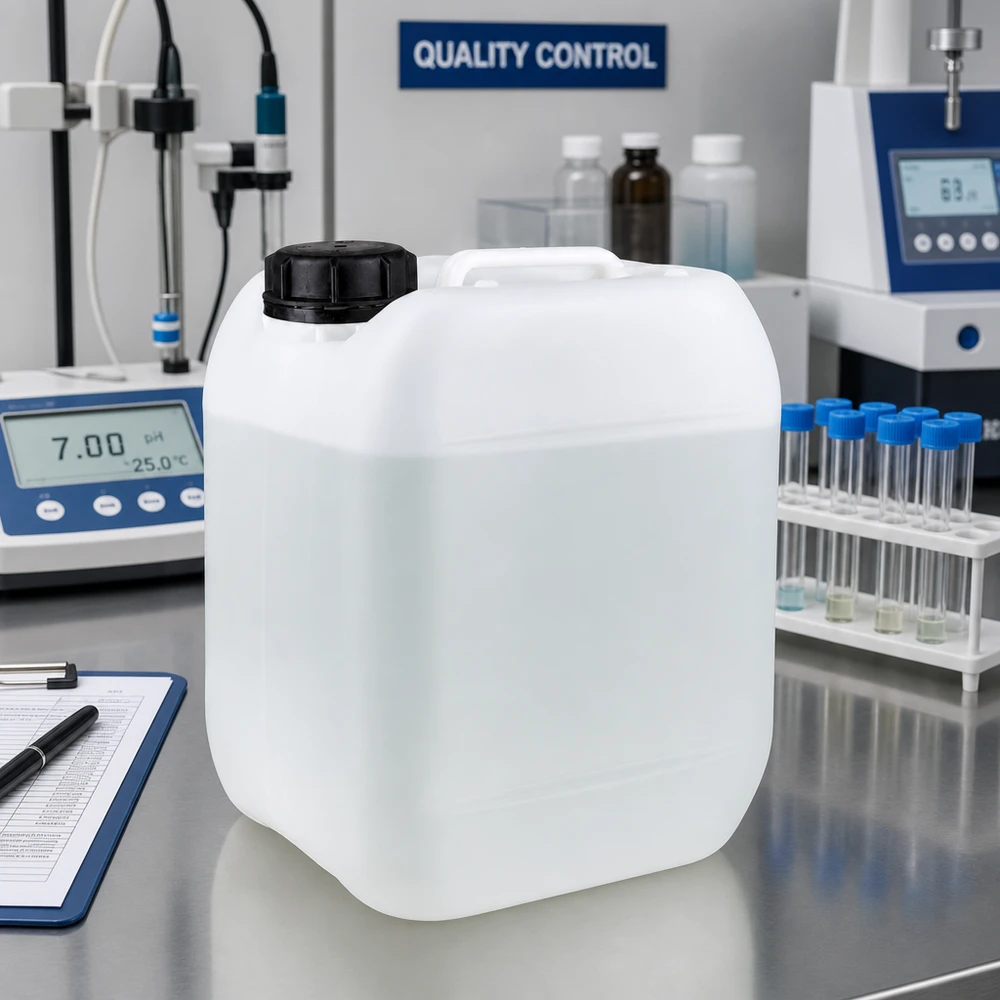 Tanica 5 litri con tappo a vite OV Robusto contenitore per sostanze chimiche da 5 litri in HDPE con tappo a vite a tenuta stagna nel laboratorio di qualità
